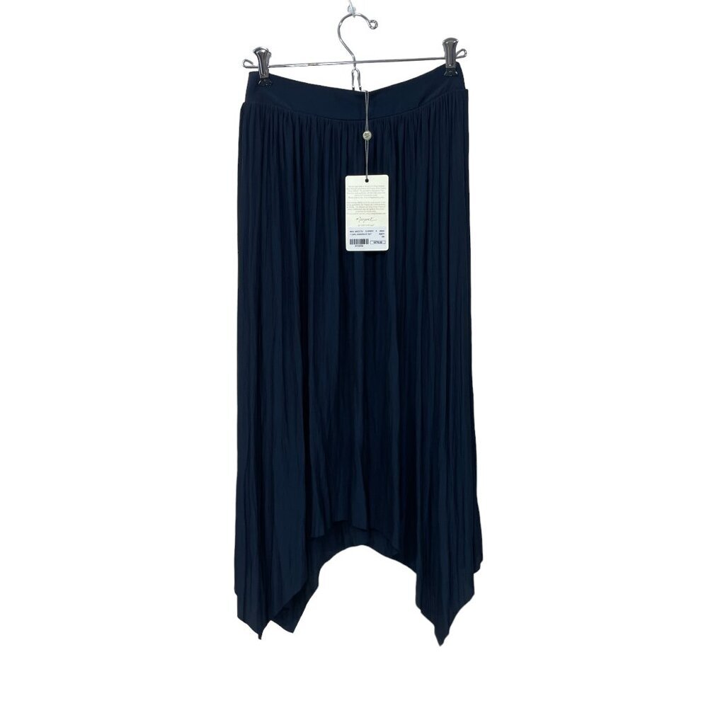 NWT Margaret O'Leary XS Navy Midi Handkerchief Skirt Elastic Waist Lagenlook NEW